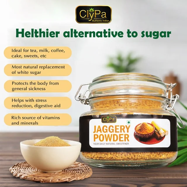 ClyPa Organic Process Jaggery Powder | Chemical-Free, Sulphur-Free Natural Sweetener | No Added Sugar | Traditional Gur Powder - 500 gm
