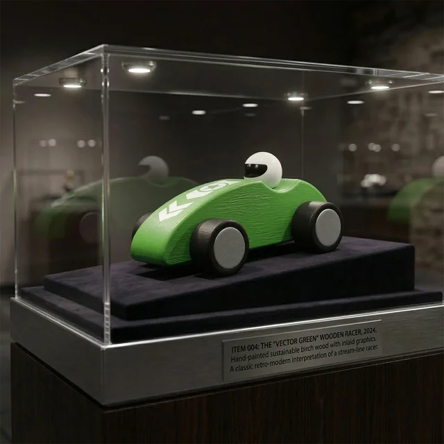 ClyPa Clypa Green Wooden Green Classic Retro Style Racing Car Toy With Driver - 14cm x 8cm x 6cm
