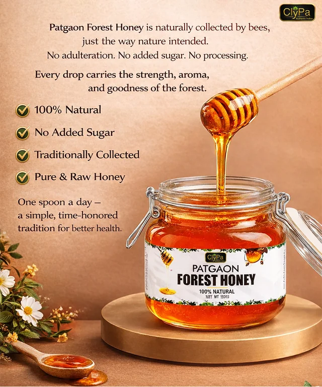 ClyPa Patgaon Jamun Honey – Pure Forest Mono-Floral Honey from Jamun Blossoms, Cold Extracted, Raw & Unprocessed, Dark Honey from Western Ghats, Maharashtra - 750 gm