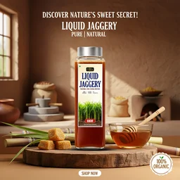 ClyPa Organic Process Liquid Jaggery | Sulphur-Free & Chemical-Free Natural Sweetener | No Added Sugar | Traditional Sugarcane Syrup - 750 ML