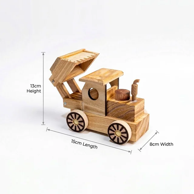 ClyPa Wooden JCB Toy โ Handmade Excavator Traditional Vehicle - 15cm X 13cm X 8cm
