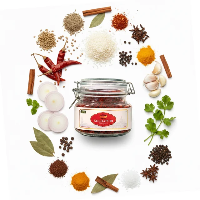 ClyPa Authentic Kolhapuri Chutney – Traditional Kaanda-Lasun Masala Blend | Fiery Onion-Garlic Spice Mix from Maharashtra - 1 Kg