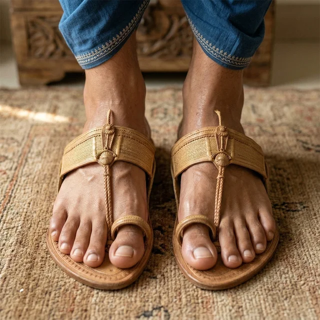 ClyPa Authentic Amdar Kapshi Kolhapuri Chappal for Men & Women | Handmade Traditional Kolhapur Leather Sandals | Comfortable Ethnic Footwear -
