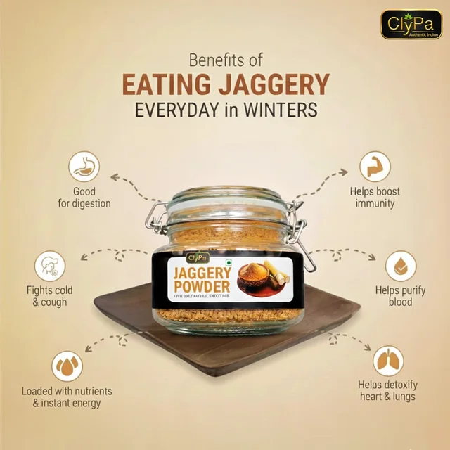 ClyPa Organic Process Jaggery Powder | Chemical-Free, Sulphur-Free Natural Sweetener | No Added Sugar | Traditional Gur Powder - 500 gm