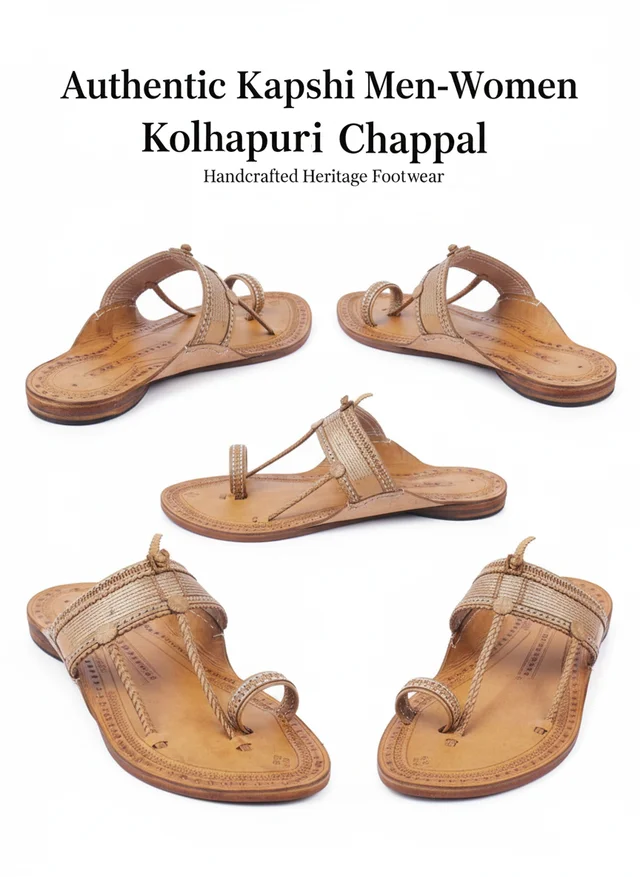 ClyPa Authentic Kapshi Kolhapuri Chappal - Crafted Leather, Heritage Indian Footwear for Unisex - 6