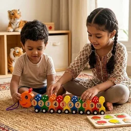 ClyPa Clypa Multicolor Wooden Along With Numbers Caterpillar Pull Toy - 42cm X 6cm X 5cm