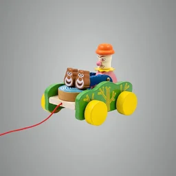 ClyPa Clypa Multicolor Wooden With Farmer And Animals Pull Along Toy Car - 13cm x 11cm X 11cm
