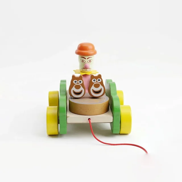 ClyPa Clypa Multicolor Wooden With Farmer And Animals Pull Along Toy Car - 13cm x 11cm X 11cm