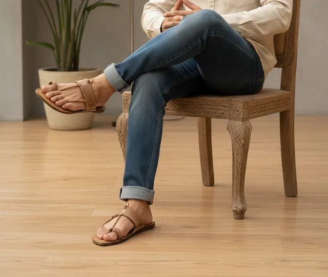 ClyPa Authentic Kapshi Kolhapuri Chappal - Crafted Leather, Heritage Indian Footwear for Unisex - 6