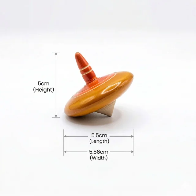 ClyPa Wooden Spinning Top Lattu Toy – Traditional Indian Bhovra for Kids | Handmade Eco-Friendly Educational Toy - 5.5cm X 5.5cm X 5cm