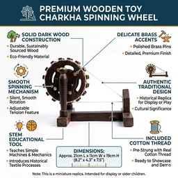ClyPa Wooden Charkha Toy – Handmade Traditional Spinning Wheel