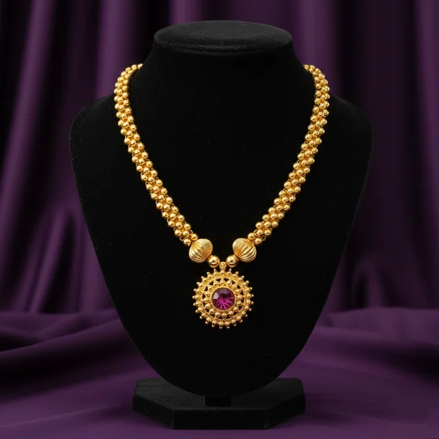 ClyPa Authentic Royal Kolhapuri Thushi - Ethnic Traditional Gold Plated Necklace