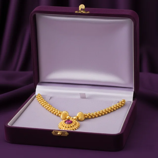 ClyPa Authentic Royal Kolhapuri Thushi - Ethnic Traditional Gold Plated Necklace