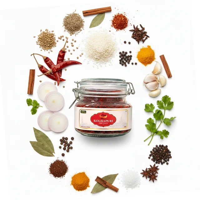 ClyPa Authentic Kolhapuri Chutney – Traditional Kaanda-Lasun Masala Blend | Fiery Onion-Garlic Spice Mix from Maharashtra - 500gm