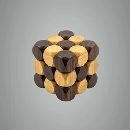 ClyPa Clypa Light And Dark Wood Tones Wooden Brain Teaser Fidget Snake Cube Puzzle Toy - 3cm X 3cm X 3cm