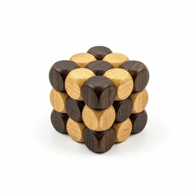 ClyPa Clypa Light And Dark Wood Tones Wooden Brain Teaser Fidget Snake Cube Puzzle Toy - 3cm X 3cm X 3cm