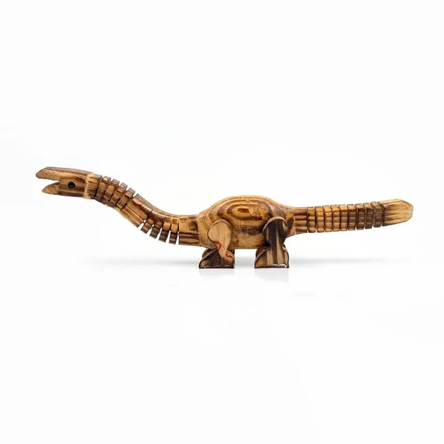 ClyPa Clypa Brown And Black Handcrafted Wooden Articulated Brachiosaurus Dinosaur Toy - 32cm X 8cm X 6cm