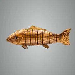 ClyPa Clypa Brown Articulated Timber Trout Handcrafted Wooden Fish Sculpture With Flexible Motion - 25cm X 9cm x 4cm
