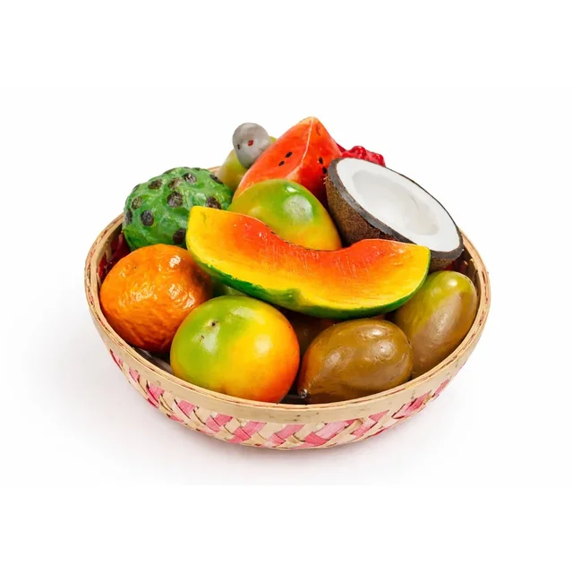 ClyPa Clypa Multicolor Realistic Tropical Display Artificial Fruit Basket - 23cm X 23cm X 14cm