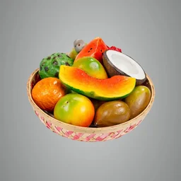 ClyPa Clypa Multicolor Realistic Tropical Display Artificial Fruit Basket - 23cm X 23cm X 14cm