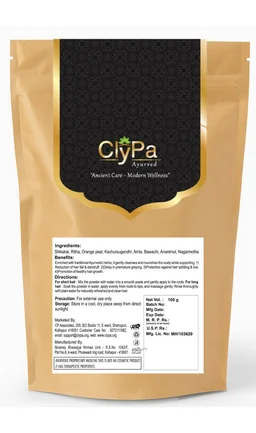 ClyPa KeshLuxe 100% Ayurvedic Hair Wash Powder for Hair Loss & Dandruff - 100gm - 100gm