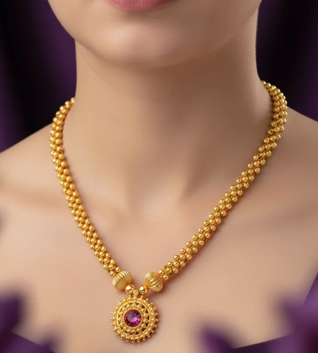 ClyPa Authentic Royal Kolhapuri Thushi - Ethnic Traditional Gold Plated Necklace
