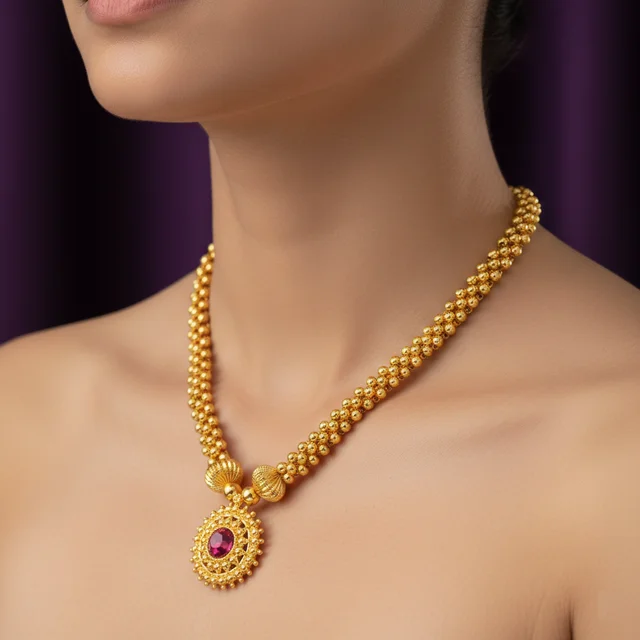 ClyPa Authentic Royal Kolhapuri Thushi - Ethnic Traditional Gold Plated Necklace