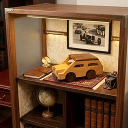 ClyPa Clypa Multicolor Handcrafted Wooden Style With Openable Hood Toy Car Suv - 18cm X 8cm X 8cm