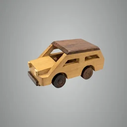 ClyPa Clypa Multicolor Handcrafted Wooden Style With Openable Hood Toy Car Suv - 18cm X 8cm X 8cm