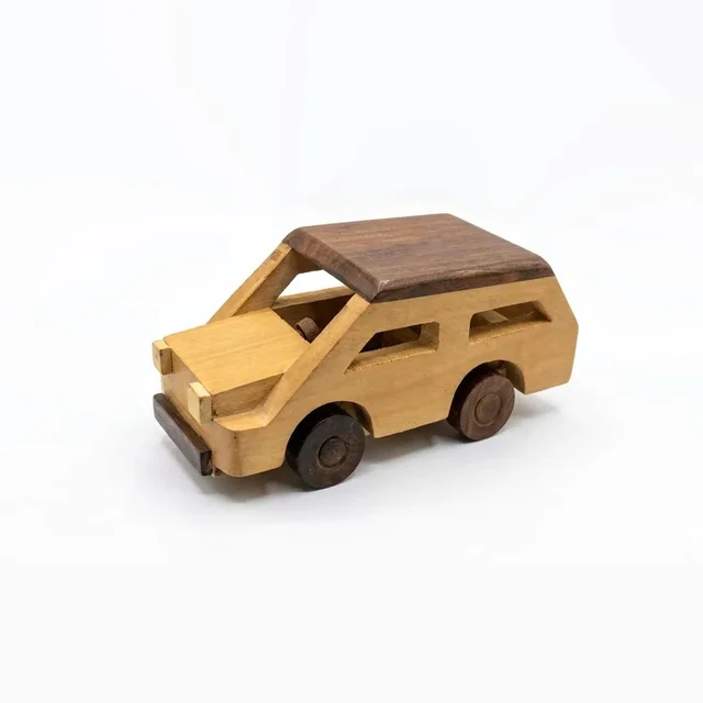 ClyPa Clypa Multicolor Handcrafted Wooden Style With Openable Hood Toy Car Suv - 18cm X 8cm X 8cm