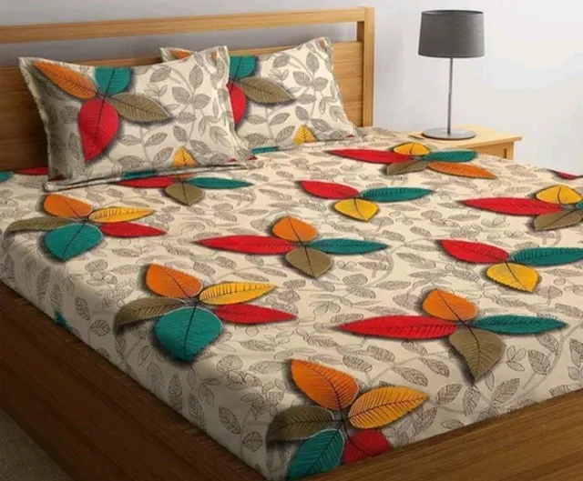 3D Cotton Double Bedsheet with 2 Pillow Cover - SS35