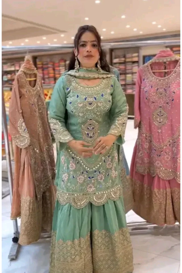 Sharara Plazzo and Dupatta, Party Ware Facny Look - SS39 - 40