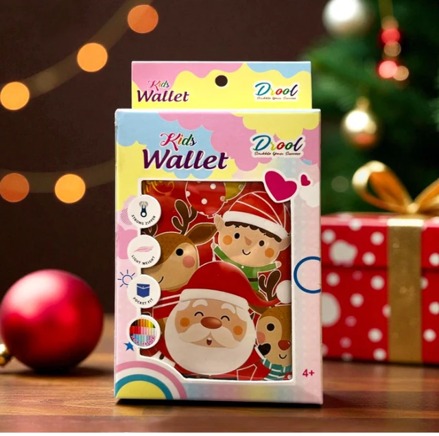 Christmas Trifold Faux Leather Wallet Santa Theme - 22.5 X 11.5 X 2 cm