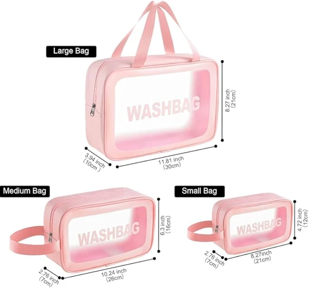 Makeup Bag Travel Toiletries Organizer Cosmetic Bags Wash Bag Pouch for Travel Kit Toiletry Bag Portable Organizer Case Carry Pouch for Women Bathroom Set of 3