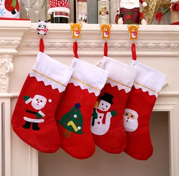 Christmas Stocking Classic Socks for Xmas (Set of 3) - 14 Inches Height x 9 Inches Width