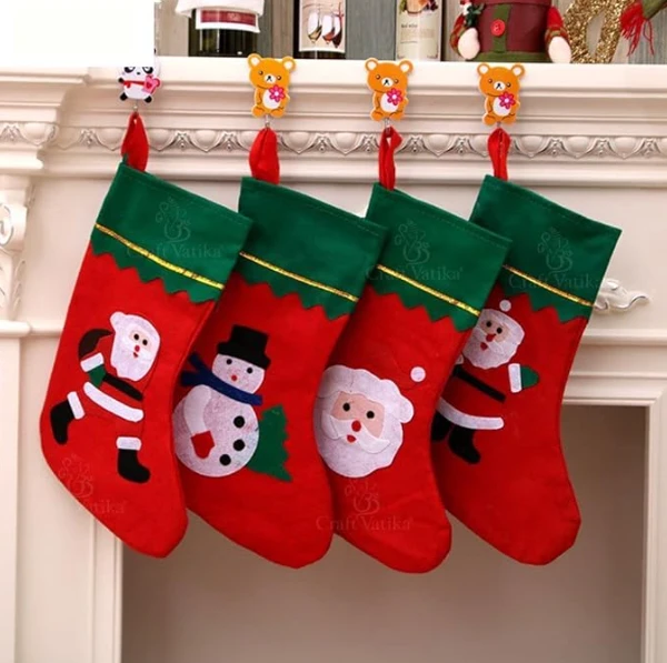 Christmas Stocking Classic Socks for Xmas (Set of 3) - 14 Inches Height x 9 Inches Width