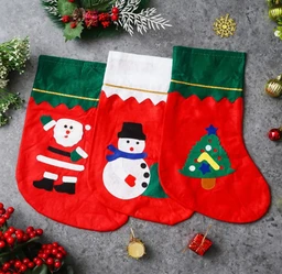 Christmas Stocking Classic Socks for Xmas (Set of 3) - 14 Inches Height x 9 Inches Width
