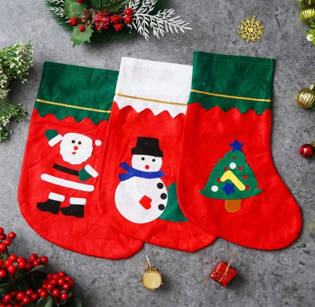 Christmas Stocking Classic Socks for Xmas (Set of 3) - 14 Inches Height x 9 Inches Width