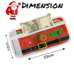 Christmas Trifold Faux Leather Wallet Santa Theme - 22.5 X 11.5 X 2 cm