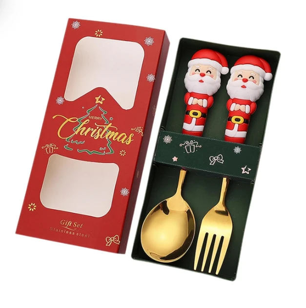 Christmas Spoons Forks Set Xmas Cutlery Kits for Daily Use Christmas Kitchen 2D | Flatware & Silverware