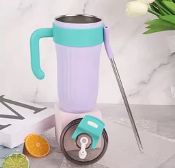 800ml Insulated Travel Mug Tumbler with Handle Double Wall Water Bottle Straw Cups Stainless Steel Coffee Mug with Straw Office Gym Outdoor Home Mug