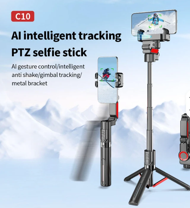 C10 Selfie Stick Handheld AI Face Tracking Selfie Stick Tripod Stand With Wireless Remote Control