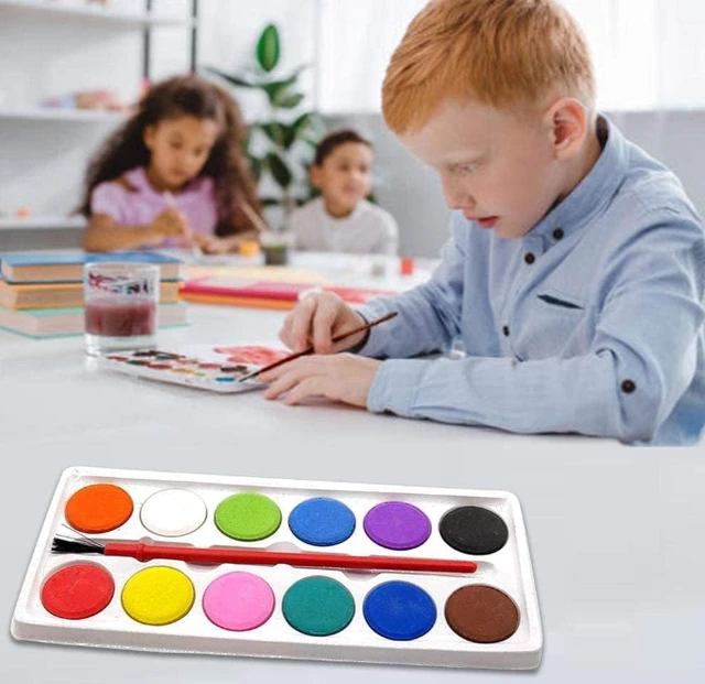 Watercolor Tray Coloring Kit for Painting with Artist Paint Brush for Children School Supplies/Party Favors and Gifts for Girls/Boys Return Gifts for Kids Birthday Party (set of 6pc)