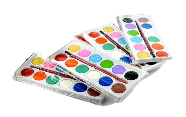Watercolor Tray Coloring Kit for Painting with Artist Paint Brush for Children School Supplies/Party Favors and Gifts for Girls/Boys Return Gifts for Kids Birthday Party (set of 6pc)
