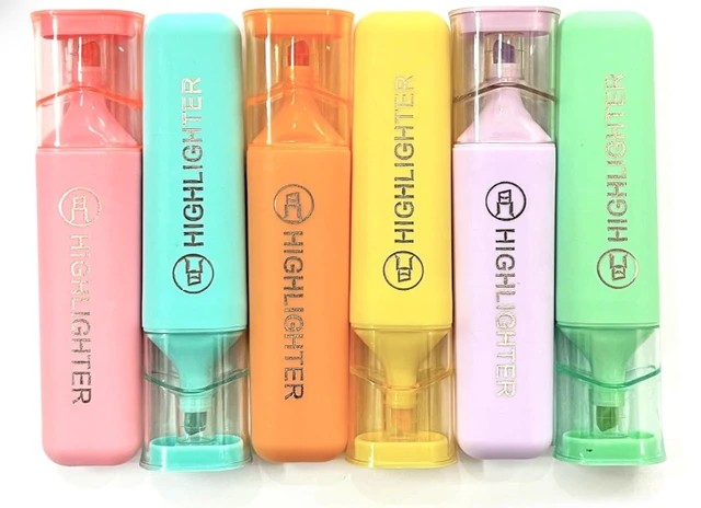 Definite Art Patel Shades Big Highlighter for Office College School Notes highlighting Color of Blue, Green, Pink, Purple, Yellow, Orange (Pastel Highlighters, Pack of 6)