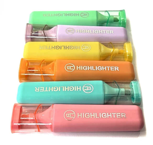 Definite Art Patel Shades Big Highlighter for Office College School Notes highlighting Color of Blue, Green, Pink, Purple, Yellow, Orange (Pastel Highlighters, Pack of 6)