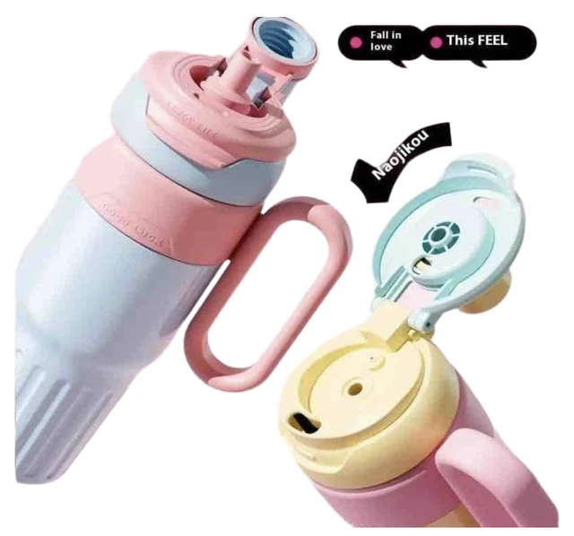 750ml Insulated Water Bottle - Hot & Cold Double Wall Tumbler with Handle, Straw & Spout Lid for Gym, Office, Travel