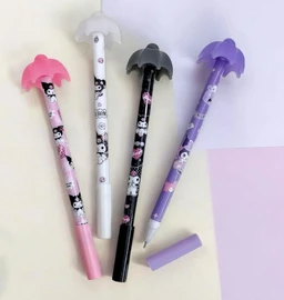 Umbrella Shape Blue Gel Pen (6 pcs) | Return Gifts For Kids Birthday | Retractable Gel Pen Set For Boys & Girls | Stationery Gift Set | Colourful Blue gen Pen | Kanjak Gift | School Supply