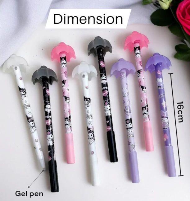 Umbrella Shape Blue Gel Pen (6 pcs) | Return Gifts For Kids Birthday | Retractable Gel Pen Set For Boys & Girls | Stationery Gift Set | Colourful Blue gen Pen | Kanjak Gift | School Supply