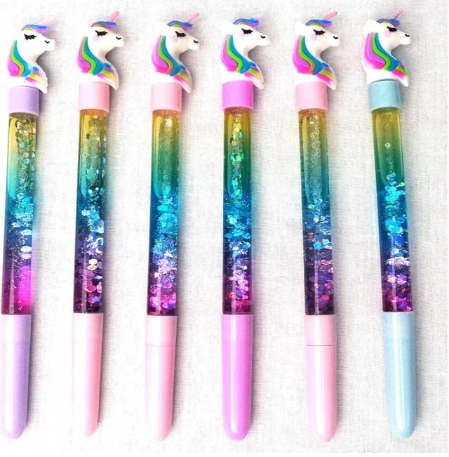 Unicorn Glitter Gel Pens for Kids Girls | Fancy Cute Unicon Stationery Set | Stylish Glitter Pen for Girls | Unicorn Wand Blue Gel Pen for Kids
